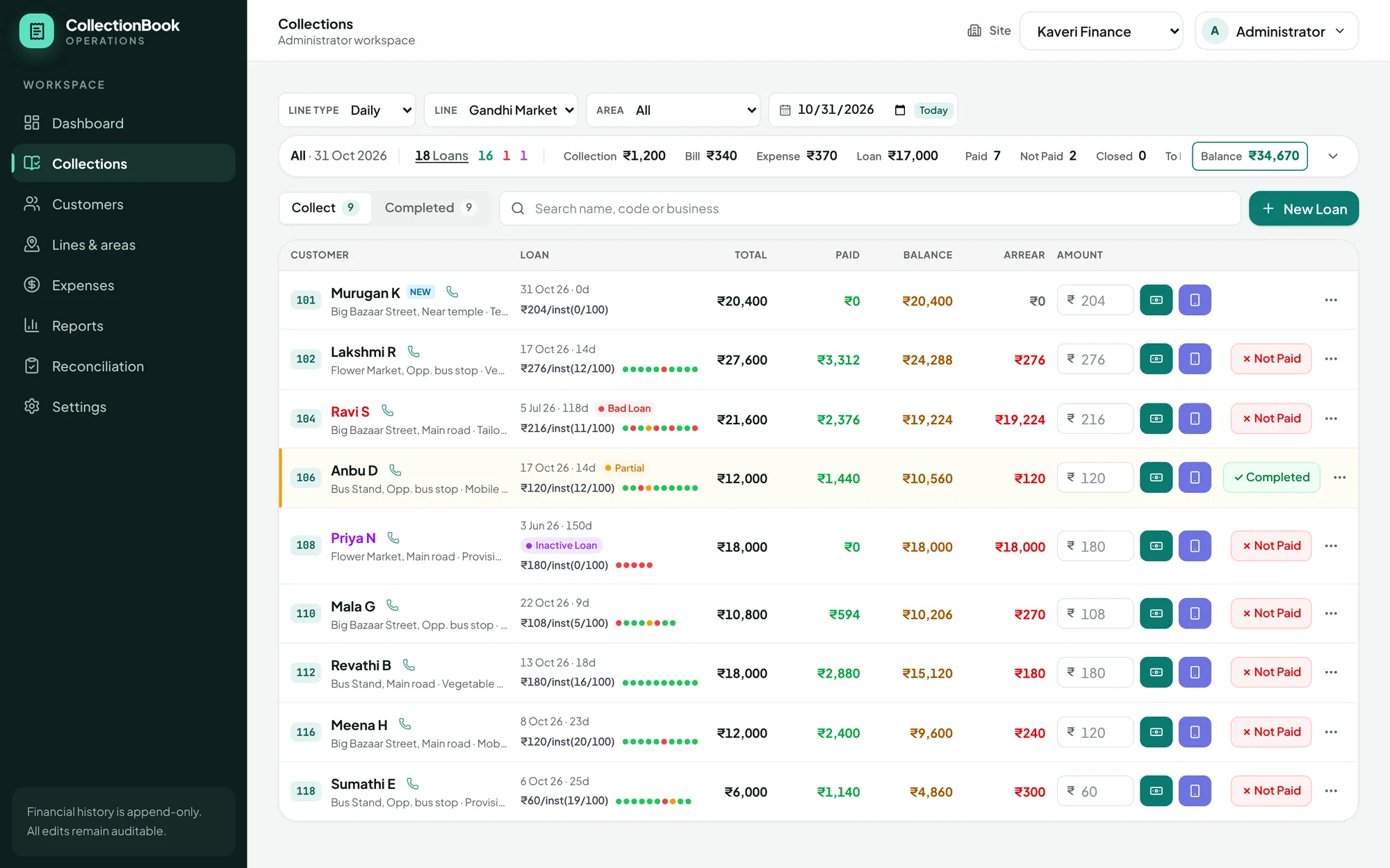 CollectionBook web app — collection list